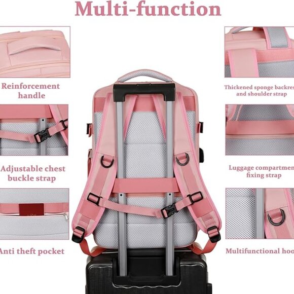 New! Last! Travel laptop Backpack For Men & Women, Carry On Backpack BLACK - Picture 7 of 8